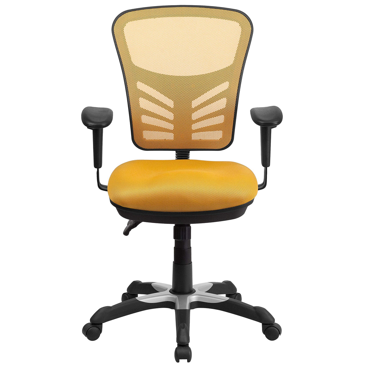 Yellow-Orange Mesh Ergonomic Office Chair with Adjustable Arms J677886