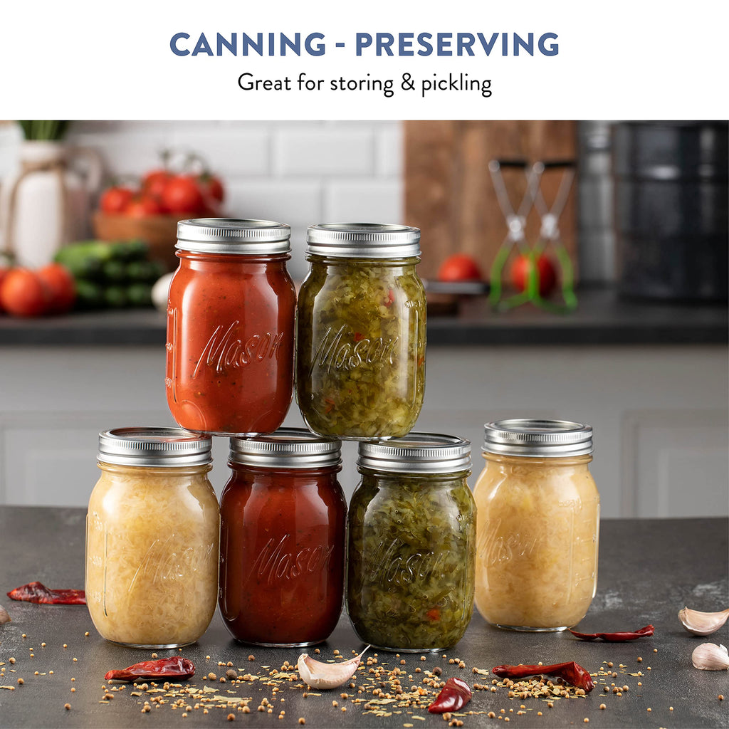 16 oz 12-Pack Regular Mouth Glass Jars with Lid & Seal Bands Y483459