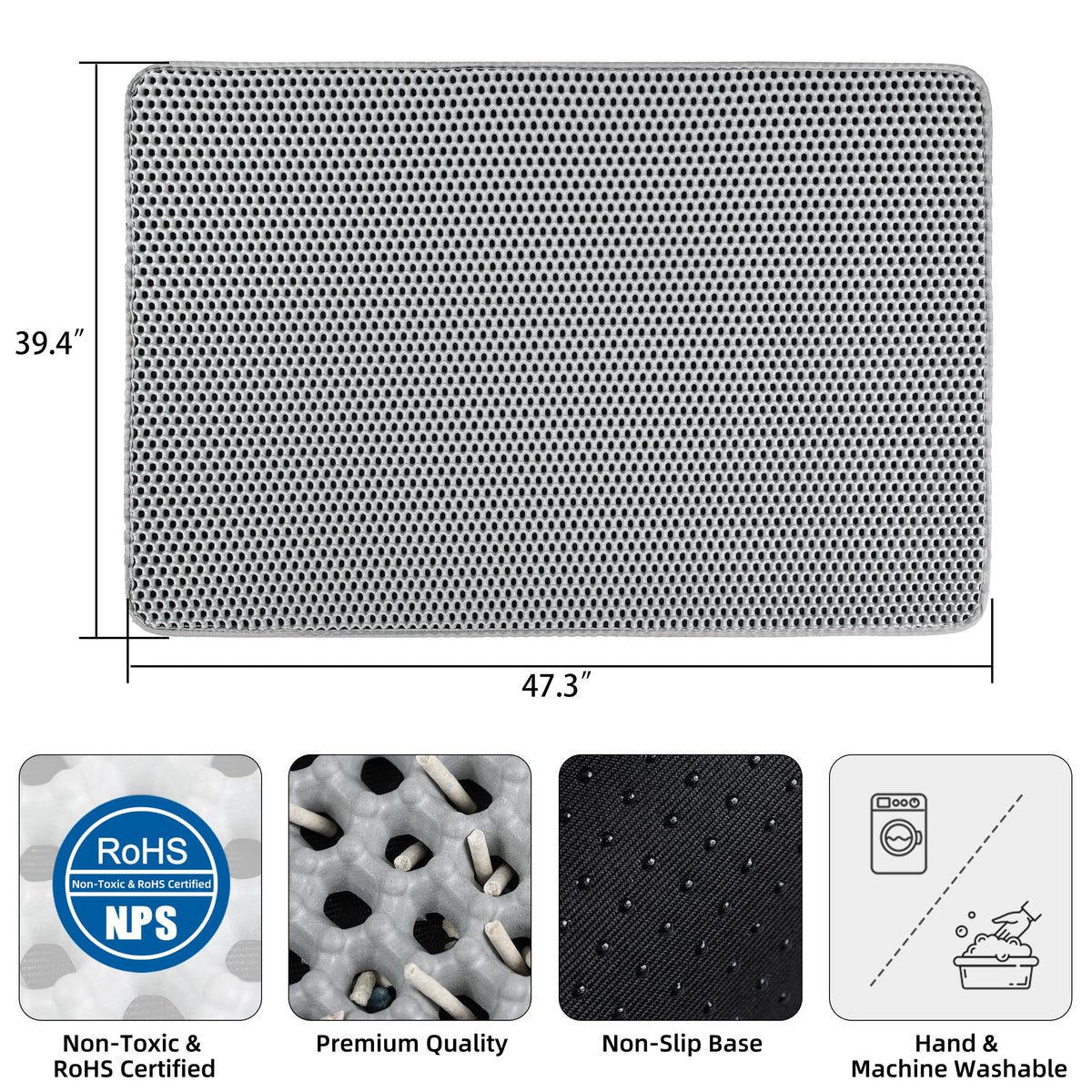 XXL Gray Double-Layer Cat Litter Mat V429267
