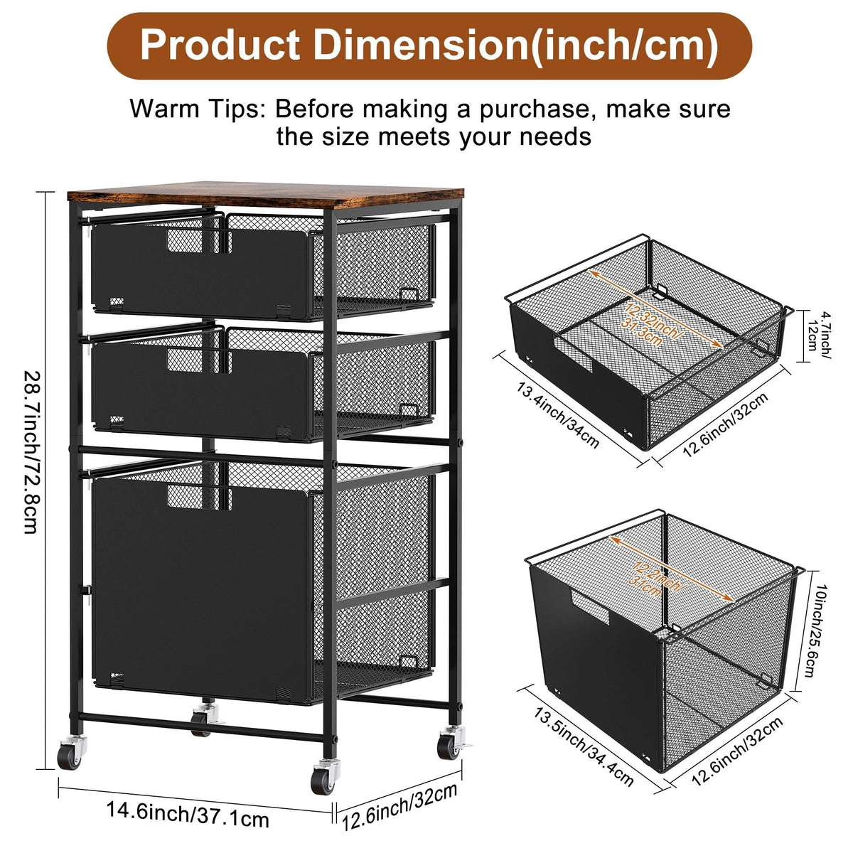 Black 3 Drawer Rolling File Cabinet with Printer Stand K447408